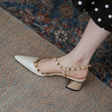 Pointed Toe Thick Heel Sandals Personality Rivet Female Shoes Slip-on Casual Shoes Women Summer New Sandals Women's