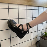 Lolita Shoes Japanese Style Women Soft Leather Heel Shoes 2021 Ladies College Student Black Mary Jane Shoes Goth