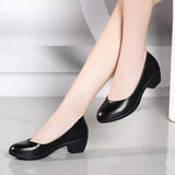 Shoes for Women PU Leather Black Shoes Square Heels Pumps Office Ladies Shoes Zapatos De Mujer Fashion Design