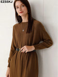 Autumn Winter O-NECK Long straight sweater Dress Women Casual oversize Sweater Dresses maix THICK batwing sleeve