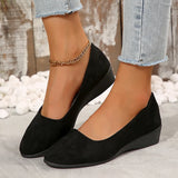 Breakj New Pointed Women's Shoes Large Size Shallow Slope Heel Single Shoes Bean Shoes Sports Casual Shoes