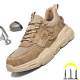 Work Safety Shoes Steel Toe Anti-puncture Indestructible Men Safety Boots Kevlar Insole Suede Leather Upper Work