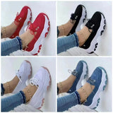 Breakj Size Single Shoes Female Spring And Autumn New Round Head Thick Bottom Low Top Strap With Flat Bottom Casual Sports Shoes