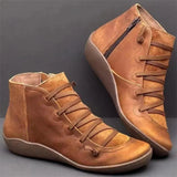 Winter Snow Boots Genuine Leather Ankle Spring Flat Shoes Woman Short Vintage Boots with Fur 2020 for Women Lace Up