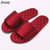 Summer Satin Wedding Couple Slippers Women's Soft Bottom Indoor Home Tpr Breathable Sandals and Slippers Men's Large