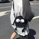 Streetwearwomen Canvas Messenger Bags Funny Cute Ugly Cute Small Bag One-shoulder Small Black Wool Briquette