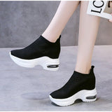 Women Sneakers Breathable Female Knitted Shoes Thick Bottom Walking Shoes Soft Comfortable Spring Air Cushion Summer Casual