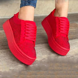 Rhinestone Vulcanized Shoes Women's Sneakers Platform Lace Up Platform Shoes Female Sneakers Woman Sports Casual