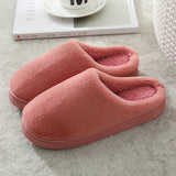 Winter Slippers Men and Women Couple Indoor Home Non-Slip Soft Cotton Shoes Women Solid Color Plush Slippers