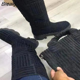 Luxury New Women Thick-soled Thick-heeled Warm Boots Women's Towel Cotton Boots Motorcycle Boots Chelsea