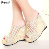 Heels Sandals Women Beach High Wedge Slippers Women for Summer Slides Open Toe Heels Sexy Slippers Heels Zapatos