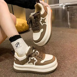 And White Star Thick-Soled Toe Shoes Wide-Headed Women's 2023 New High-Looking Fashionable Korean Version Of Shoes Sports Small White