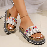 Breakj Fashion Family Style Thick Bottom Slippers Women Rivet Hemp Rope Large Size Water Loose Beach