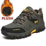 Winter Snow Boots Waterproof Leather Sneakers Super Warm Men Platform Boots Outdoor Male Hiking Boots Work Shoes Plus