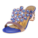 Summer New Style High With Rhinestone Cool Slippers Sexy A Word Lady Thick With Slippers 41