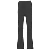 Skinny Elastic Flare Pants Women Casual High Waist Long Trousers Laides Purple Ribbed Sweatpants Summer