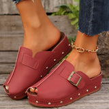 Breakj Bottom Buckle Buckle Stud Fish Mouth Slippers Women Wearing Belt Buckle British Wind Beach Cool