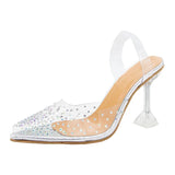 Breakj Transparent High-Heeled Sandals Women Wear High Heels In The Summer With A Water Drill Fish Mouth Shoes Fine High Heel Crystal