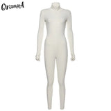 skinny fitness women active wear pink jumpsuits turtleneck sporty long sleeve casual overalls workout streetwear
