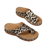 Breakj Round-Headed Leopard Print Snake Women's Slope Heel Slippers 2024 Summer New Large Size Set