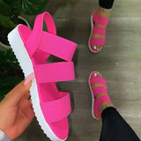 Women Shoes 2021 Large Size New Shoes Women Platform Mid Heels Peep Toe Ladies Sandals Slip-On Outdoor Walking Sandalias