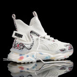 Men Casual Running Sports Shoes Breathable High Top Sneakers Thick Bottom Increased Basketball Shoes for