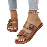 Size Clasp Flat-Soled Slippers Women's Open-Toed Retro Sandy Beach