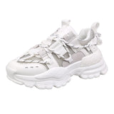 Blue Sneakers Women Spring 2021 PU Leather Ladies Platform Shoes Height Increasing Fashion Solid Color Chunky