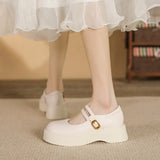 Breakj Mary Jane Platform Single Shoes Female Shallow Mouth English Wind College Korean Version Of Small Leather Shoes Female Round Head Loafer