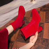 Red Boots Woman Shoes Wedding Bride Elegant Boot and Ankle Boots for Women Chunky Fashion Luxury Fashion High Heels on
