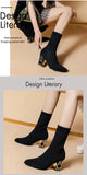 Women's Boots TGHDOF Fabric High Heel Autumn Sock Boots Women Fashion Zipper Pumps Pointed Toe Slip on Zapatos Para