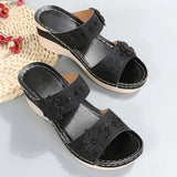 Breakj 2025 Summer New Retro Leisure Flowers High Heel Women's Shoes And