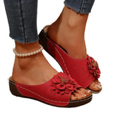 Breakj Asia Large-Size Thick Bottom Hollow One-Word Slippers Female Dew Flower Slope And Beach Cool