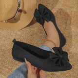 And Autumn New Bow Flying Shoes 2025 New Pointed Light-Mouthed Women's Shoes Large-Size Casual Shoes Bean
