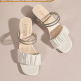 Women's Rough-Heeled Sandals 2024 New Summer Fashion High-Heeled Shoes Crystal Fairy Style Two Sandals And