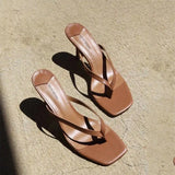 Women Wear Sandals With High Heels And Square Head Slippers 2023 New Summer Fashion