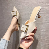 Empty Baotou Slippers 2024 New Pointed Stiletto Semi-Slippers Women Wear Fashionable Sandals And