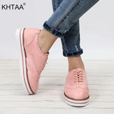 Shoes For Women Women's Spring Footwear Flat shoes Female Brogue Sewing Platform Hollow out Lace up Ladies Shoes