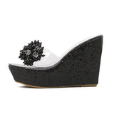 Rhinestone Wedges Sandals Women 2021 New Summer Sexy Trifle Slides Casual Beading Open Toe Female Sandals Platform