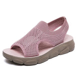 Sandals 2021 Summer Mesh Soft Bottom Casual Breathable Walking Shoes Flat Student Flat Shoes Sandalia Female Plus