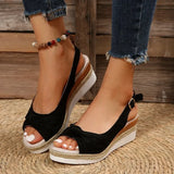 Breakj Women's Sandals Fish Mouth Bows Buckle Fashion Sandals Slopes And Thick-Soled Beach Women's