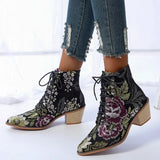 Breakj Size 43 New Coarse And High-With Martin Boots Female Pointed Embroidery National Style With Short