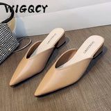 Slippers Women High Heels New Summer Shoes Fashion Luxury Square Heel Slides Slip Loafers Mules Black Female Party