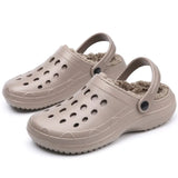 Winter Men Clogs With Fur Fashion Khaki Black Blue Plush Warm Mule Clogs Slippers Sandals Garden Fur Clogs Garden