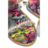 Women Rainbow Crystal Rivet Slippers Ladies Snakeskin Transparent Flats Female Casual Mixed Color Beach Shoes Big