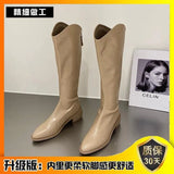 Spring And Autumn Thin Western Cowboy Boots Small White Pointed High Boots Little Knight Net Red Long Boot