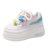 Breakj 2023 New Small White Shoes Fashion Color Beaded Color Lace Platform To Increase The Casual Women's