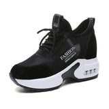 Sneakers Women Thick Bottom Wedges Vulcanized Shoes High Heels Ladies Spring Footwear Suede Leather Female Shoes