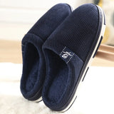 And Men Couple Winter Slipper Women's Stripe Pattern Cotton Shoes Men's Warm Non-Slip Thick Plush Home Fabric