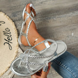 Breakj Summer New Women's Flat-Soled Sandals Large-Size Casual Toe Braided With Flat-Soled